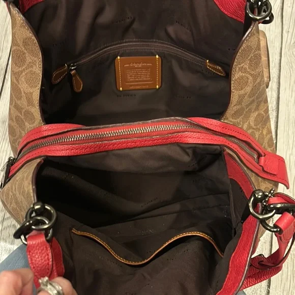 Coach Red and Brown Hobo Bag and wallet set - Picture 15 of 17